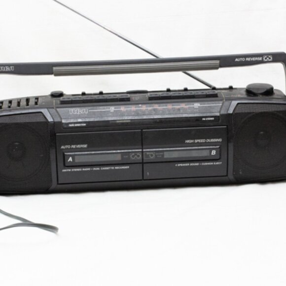 Vgt 90's RCA Boombox Dual Cassette Player Stereo 5 Band Equalizer AM FM Radio - Picture 2 of 11